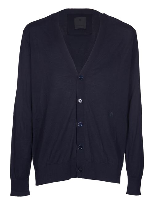 Midnight blue cotton and silk cardigan GIVENCHY | BM90S54YJM403