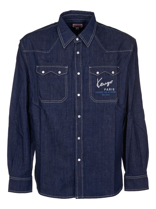 Camicia western con ricamo 'KENZO Creations' in denim giapponese KENZO | FE65DC4136E1DM