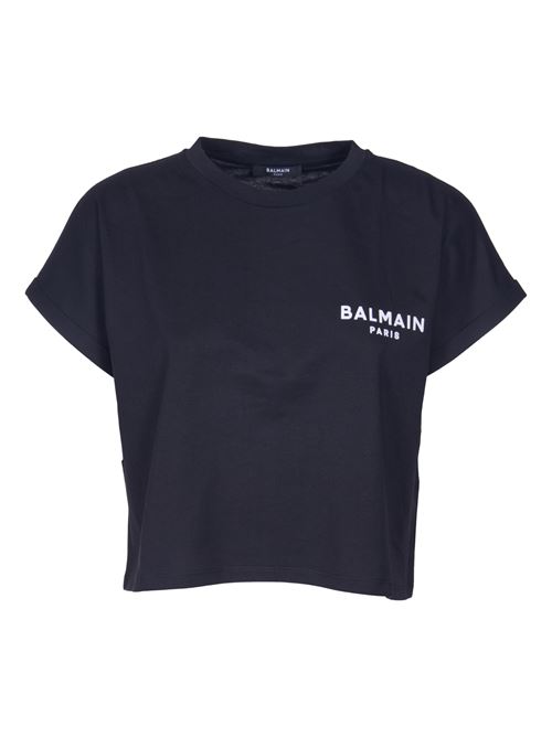 T-shirt corta floccato BALMAIN | BF1EE005BB01EAB