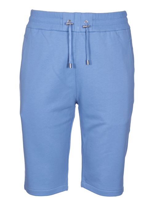 Bermuda sportivi in cotone organico azzurro con logo floccato a contrasto sul retro. BALMAIN | CH1OA003BB04SLF