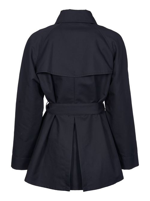 Short double-breasted trench coat in black cotton twill FAY | NAW61483030WAPB999