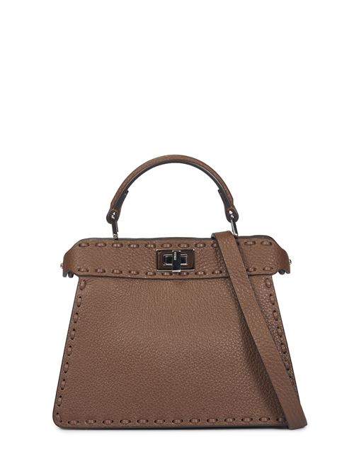 Peekaboo ISeeU PetiteBorsa in Selleria colore marrone con 306 impunture fatte a mano FENDI | 8BN335ARBBF1NPG