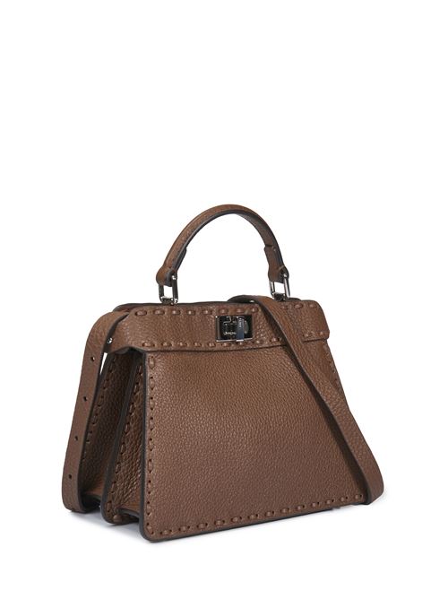 Peekaboo ISeeU Petite Saddle bag in brown color with 306 handmade stitching FENDI | 8BN335ARBBF1NPG