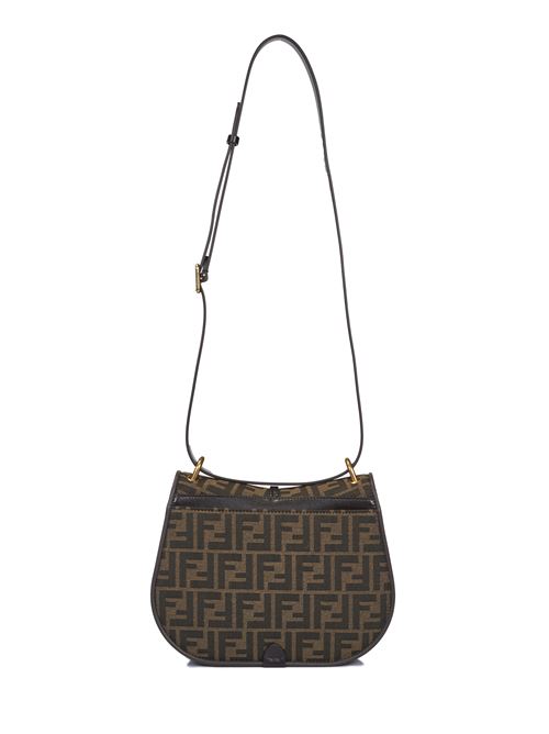 C'mon Medium FF jacquard brown fabric and leather bag FENDI | 8BT366AQ08F1MJE