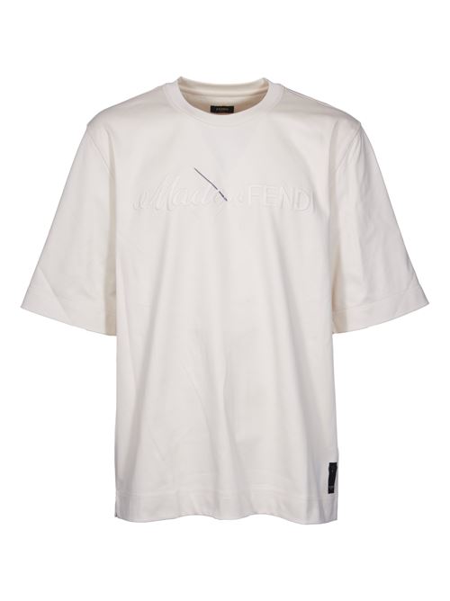 White cotton T-shirt FENDI | FY1291AR6QF1MTG