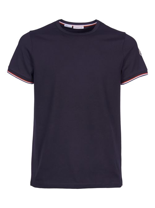 T-shirt in cotone con patch logo MONCLER | 8C7160087296999