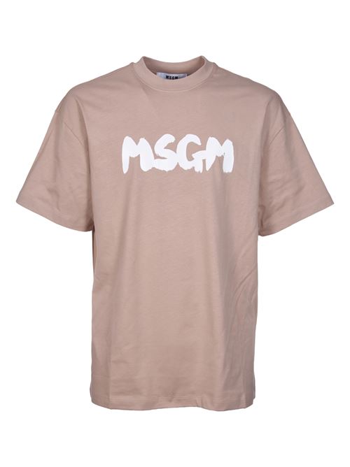 Crew-neck cotton T-shirt with MSGM logo MSGM | 3540MM12023779823