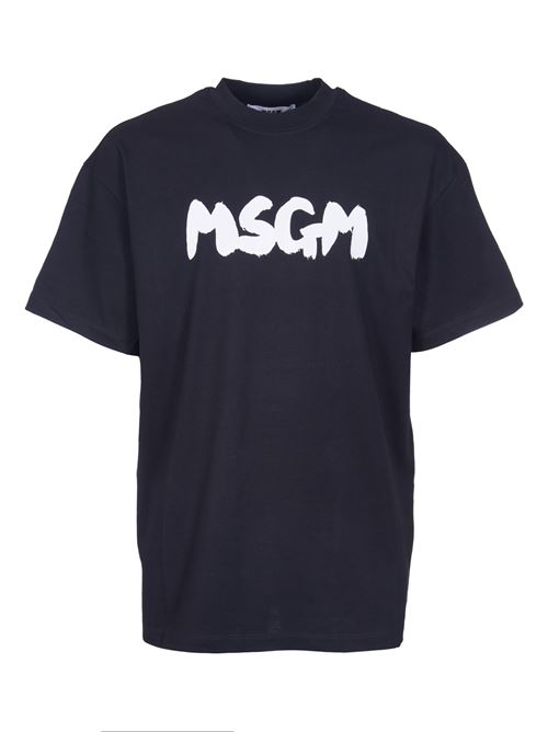 Crew-neck cotton T-shirt with MSGM logo MSGM | 3540MM12023779899